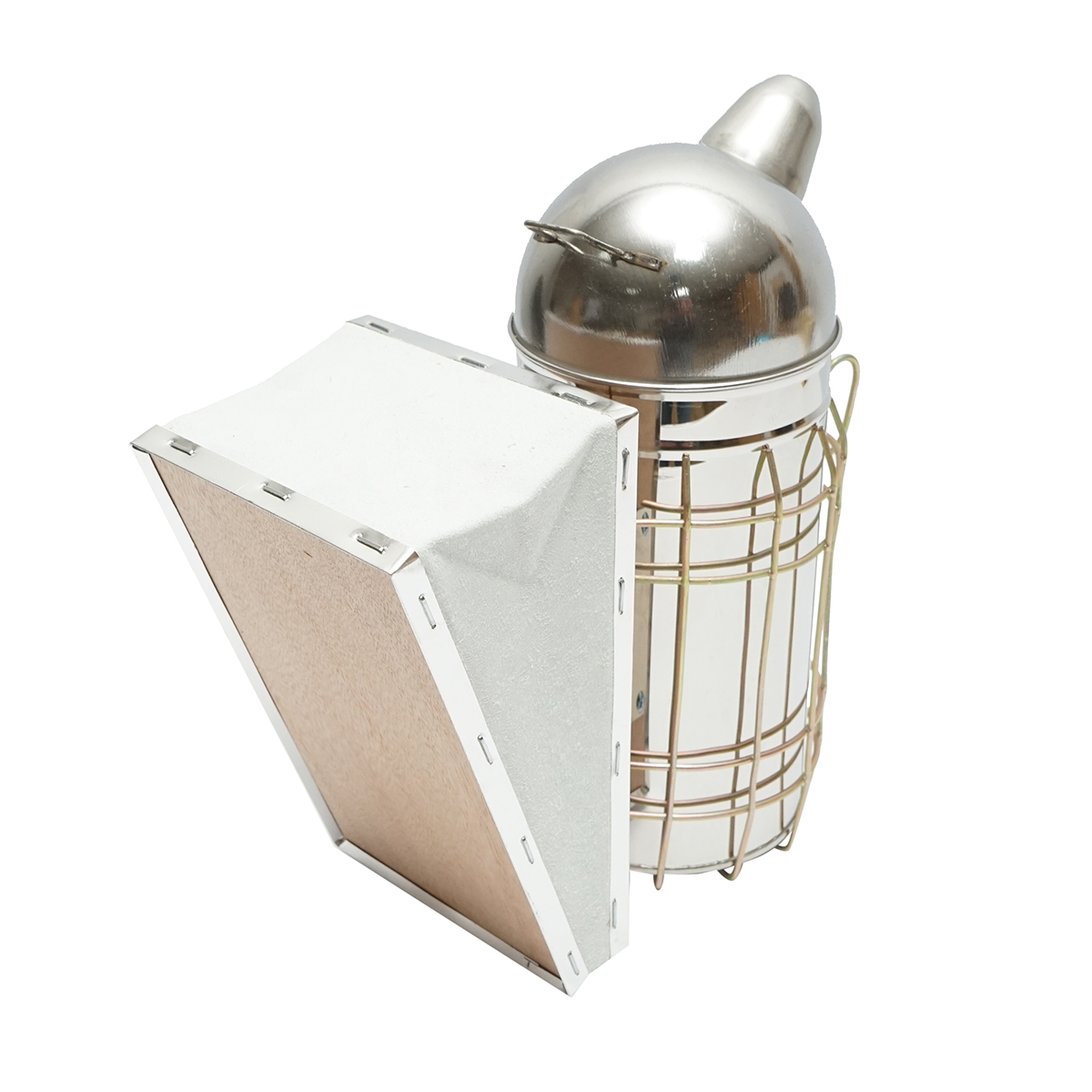 Afumator albine din inox cu cilindru scut termic si burduf din piele 250mm - imagine 3