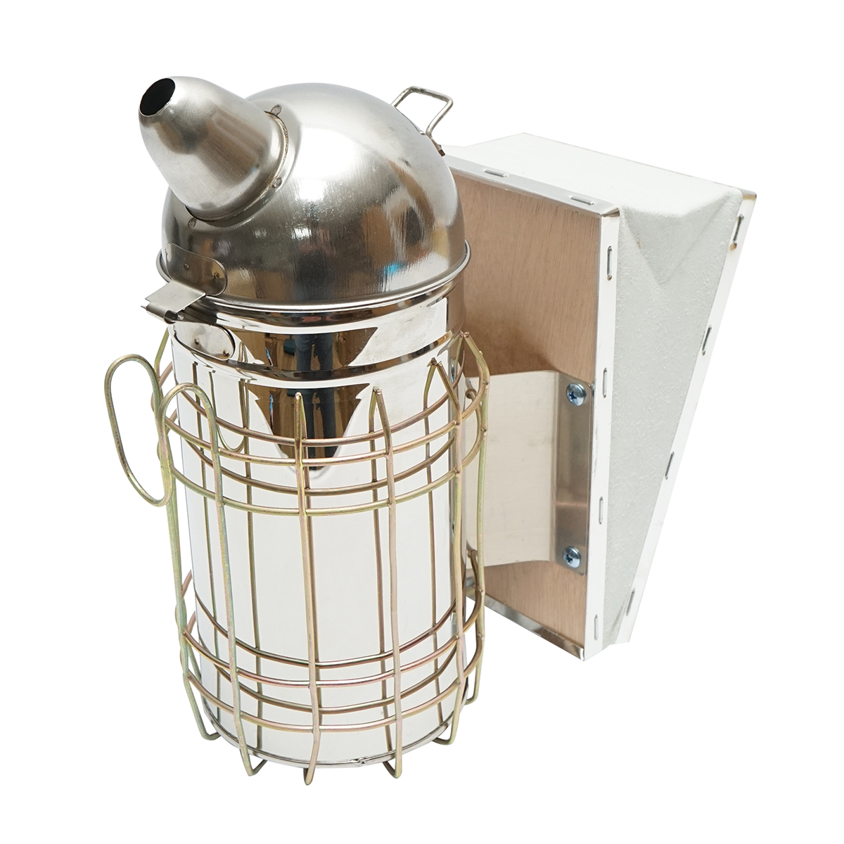 Afumator albine din inox cu cilindru scut termic si burduf din piele 250mm - imagine 2