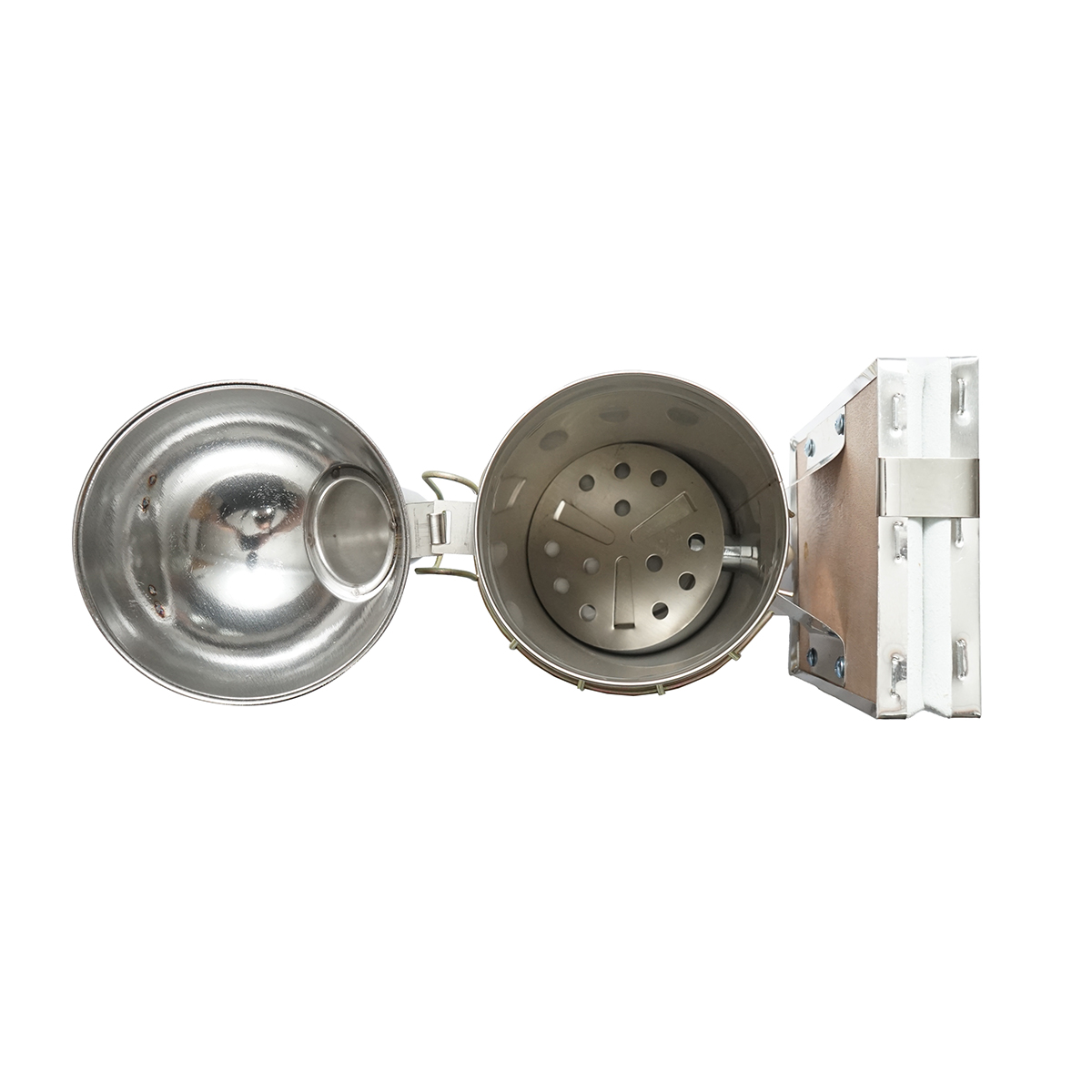 Afumator albine din inox cu cilindru scut termic si burduf din piele 250mm - imagine 4