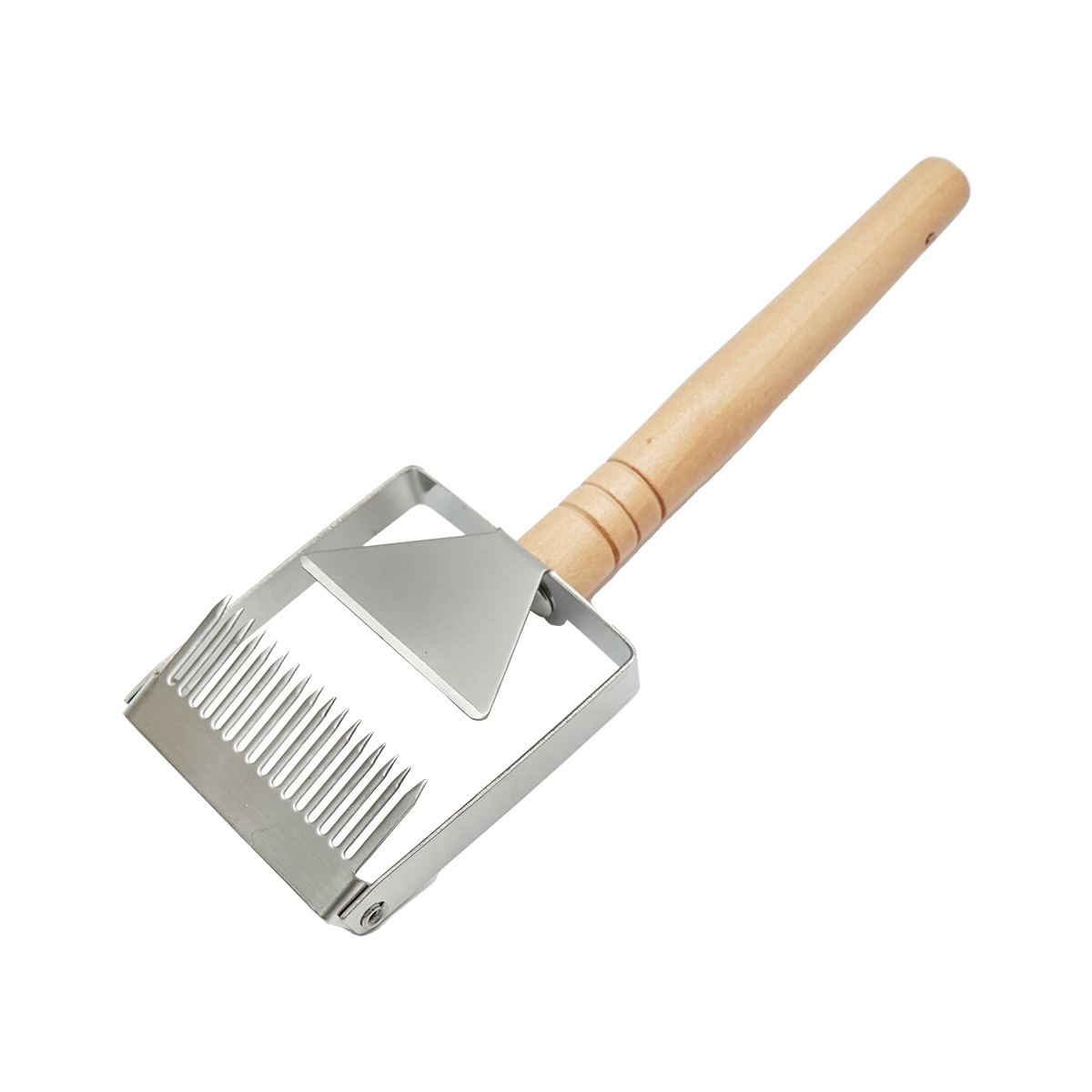 Furculita descapacit, decapsulare miere din inox cu maner din lemn - imagine 3