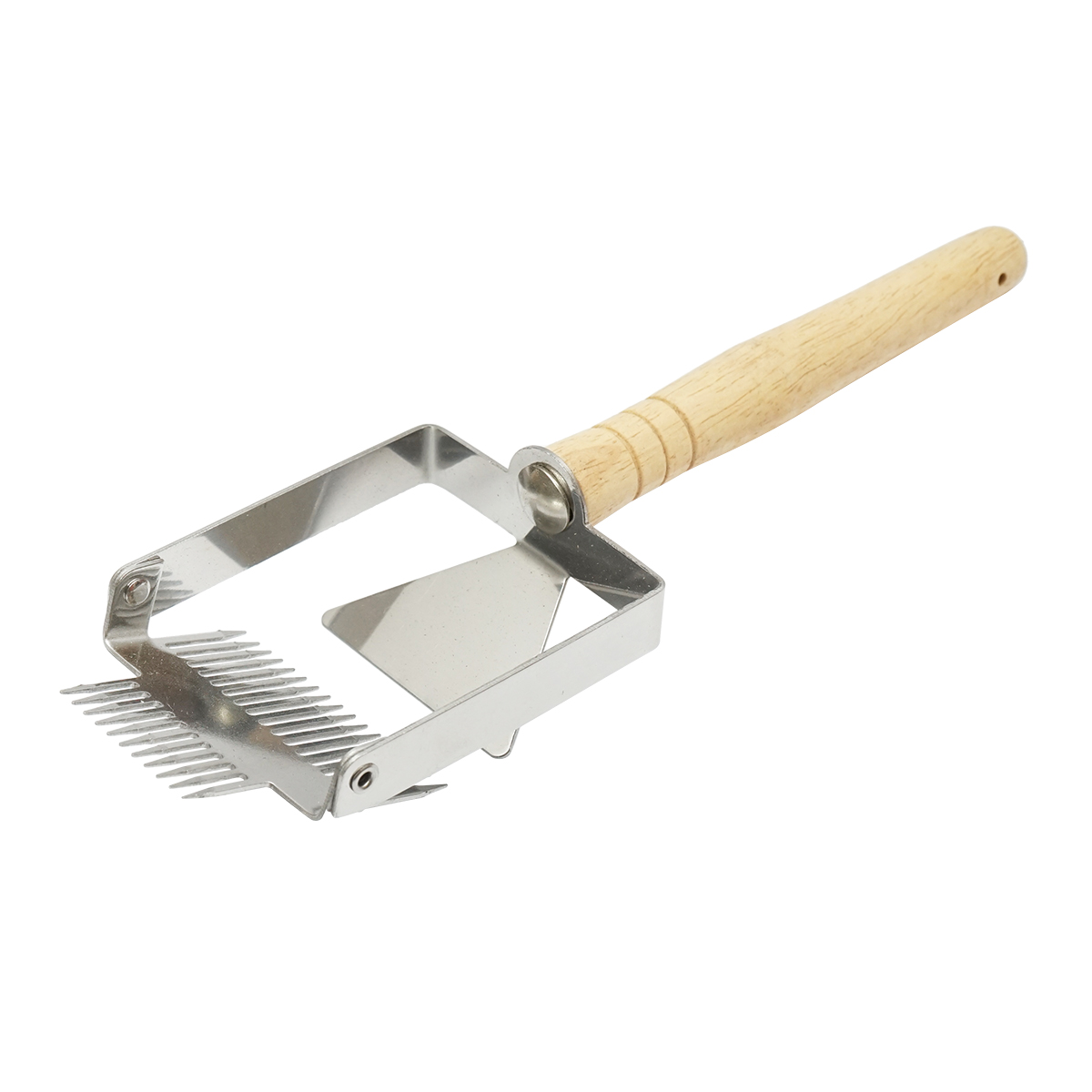 Furculita descapacit, decapsulare miere din inox cu maner din lemn
