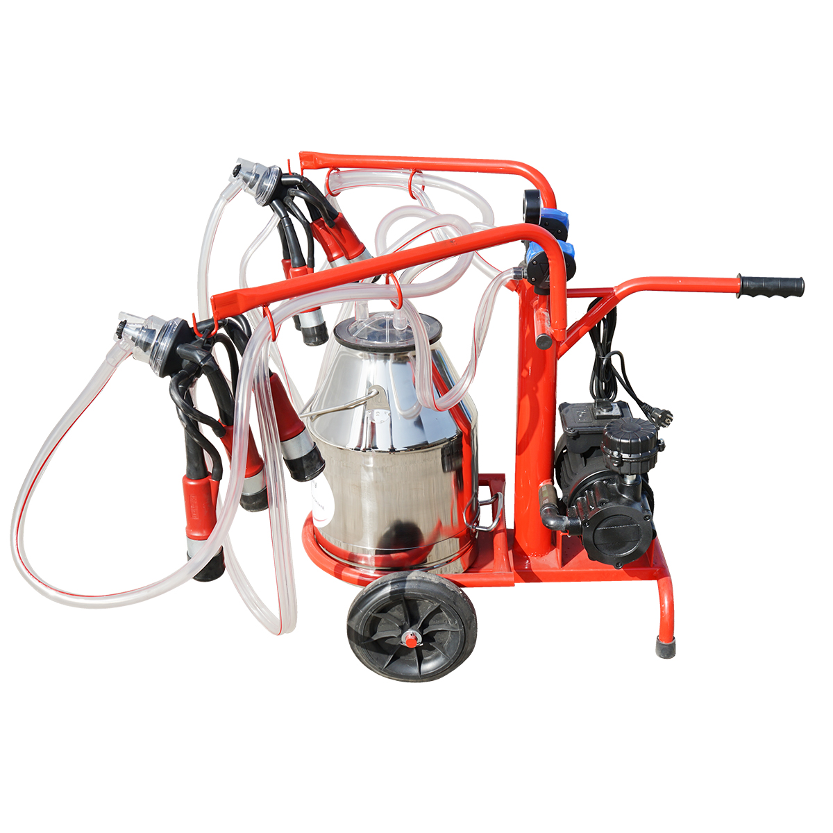 Aparat de muls vaci 2 posturi bidon 30L inox cu vid in cadru(vacuum) Breckner Germany - imagine 2