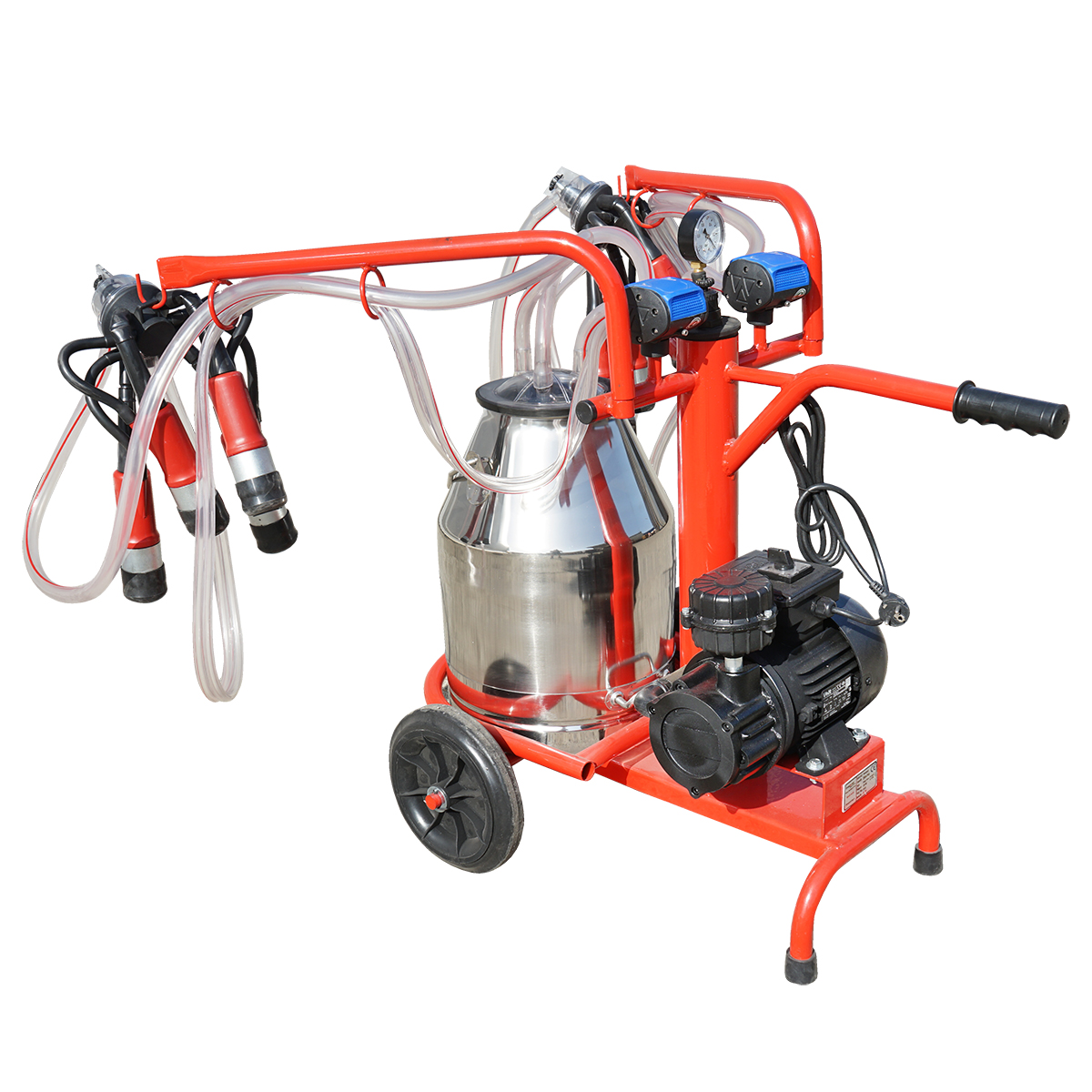 Aparat de muls vaci 2 posturi bidon 30L inox cu vid in cadru(vacuum) Breckner Germany - imagine 3