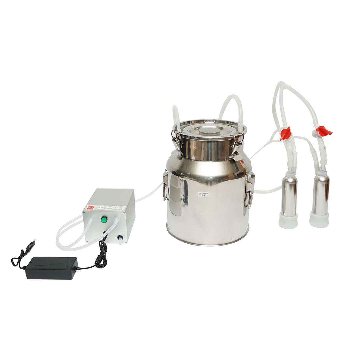 Aparat de muls 60W, 220V cu 1 post pentru vaci, bidon inox 14L