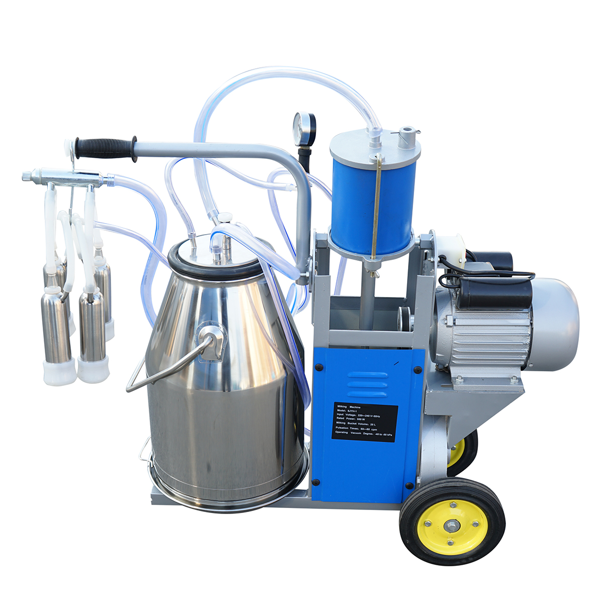 Aparat de muls vaci 1 post 550W, 220V bidon inox 25L, grup de muls cu 4 mansoane, presiune vid 45-50 kPa, pulsatii 60-80 cpm - imagine 2