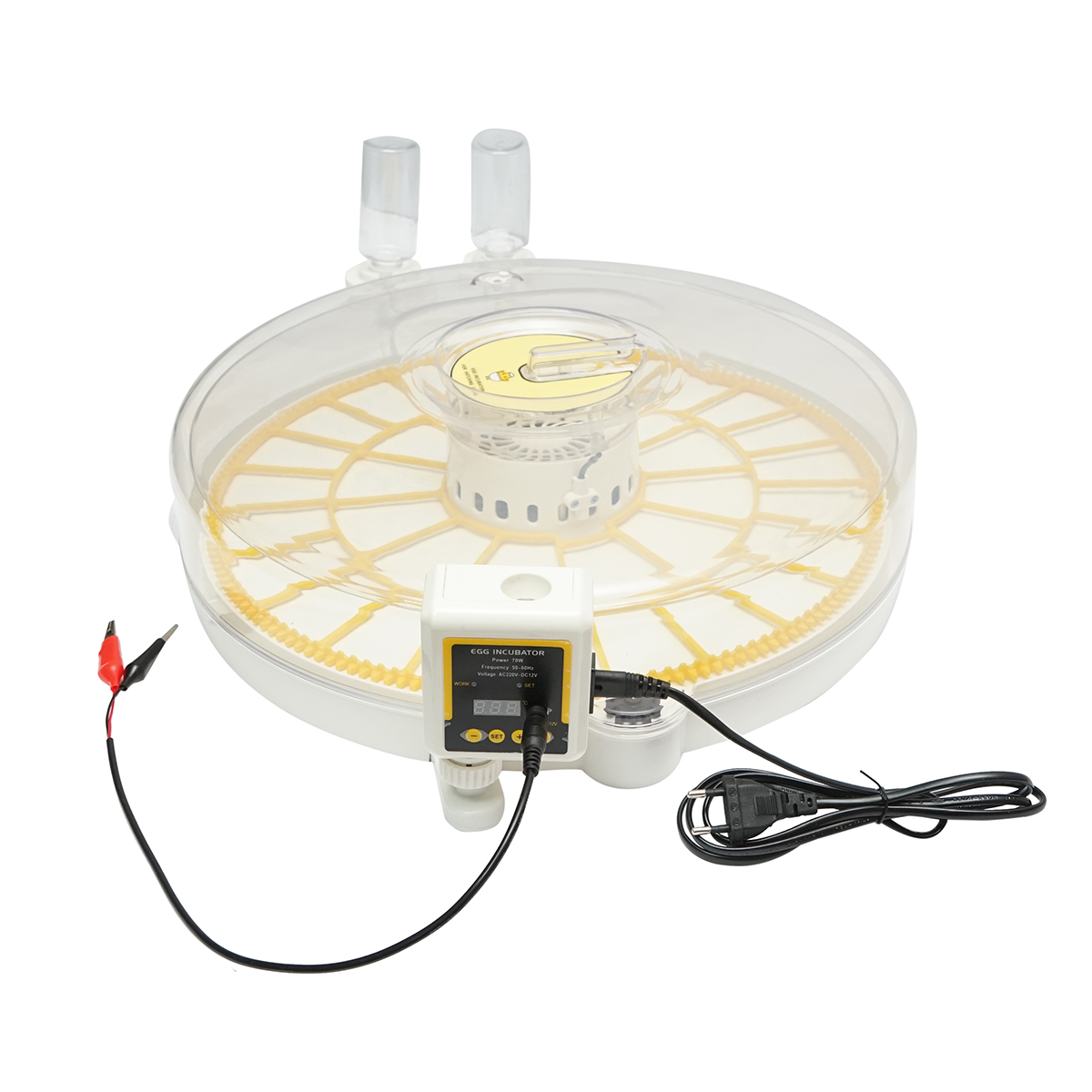 Incubator automat 35 oua 70W, 12V-220V cu rotire automata, control temperatura, umiditate, afisaj digital