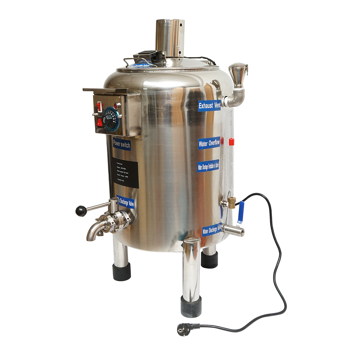 Aparat automat de pasteurizare din inox pentru lapte, sucuri, capacitate 20L 305x350x300mm - imagine 2