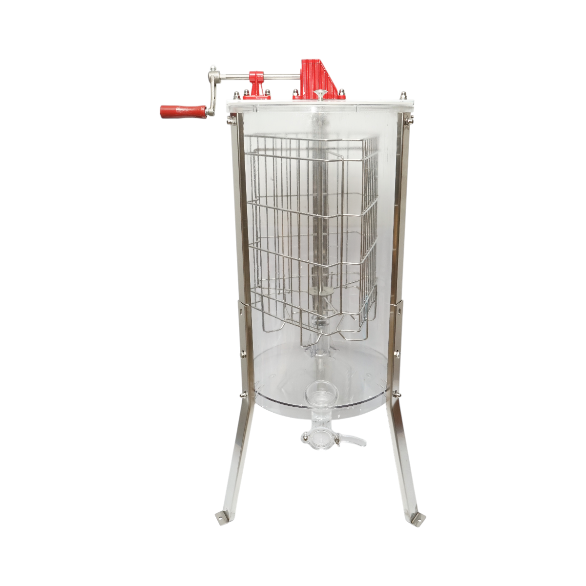 Centrifuga manuala apicola, extractor miere transparent cu 3 rame