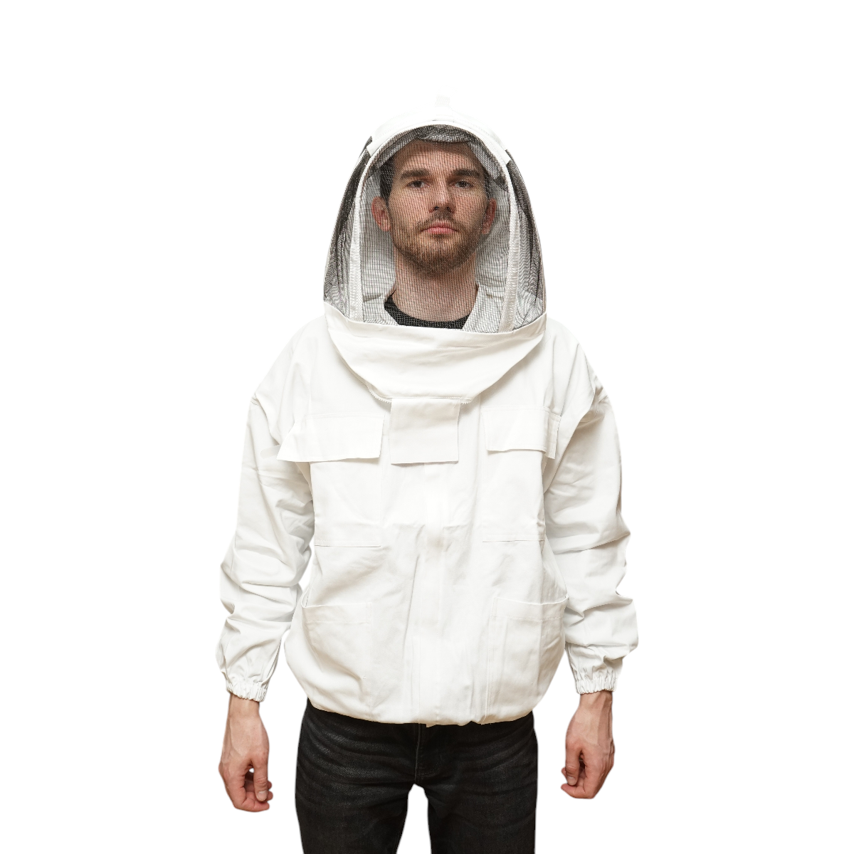Bluza apicola alba cu masca de protectie tip gluga marimea XL - imagine 3