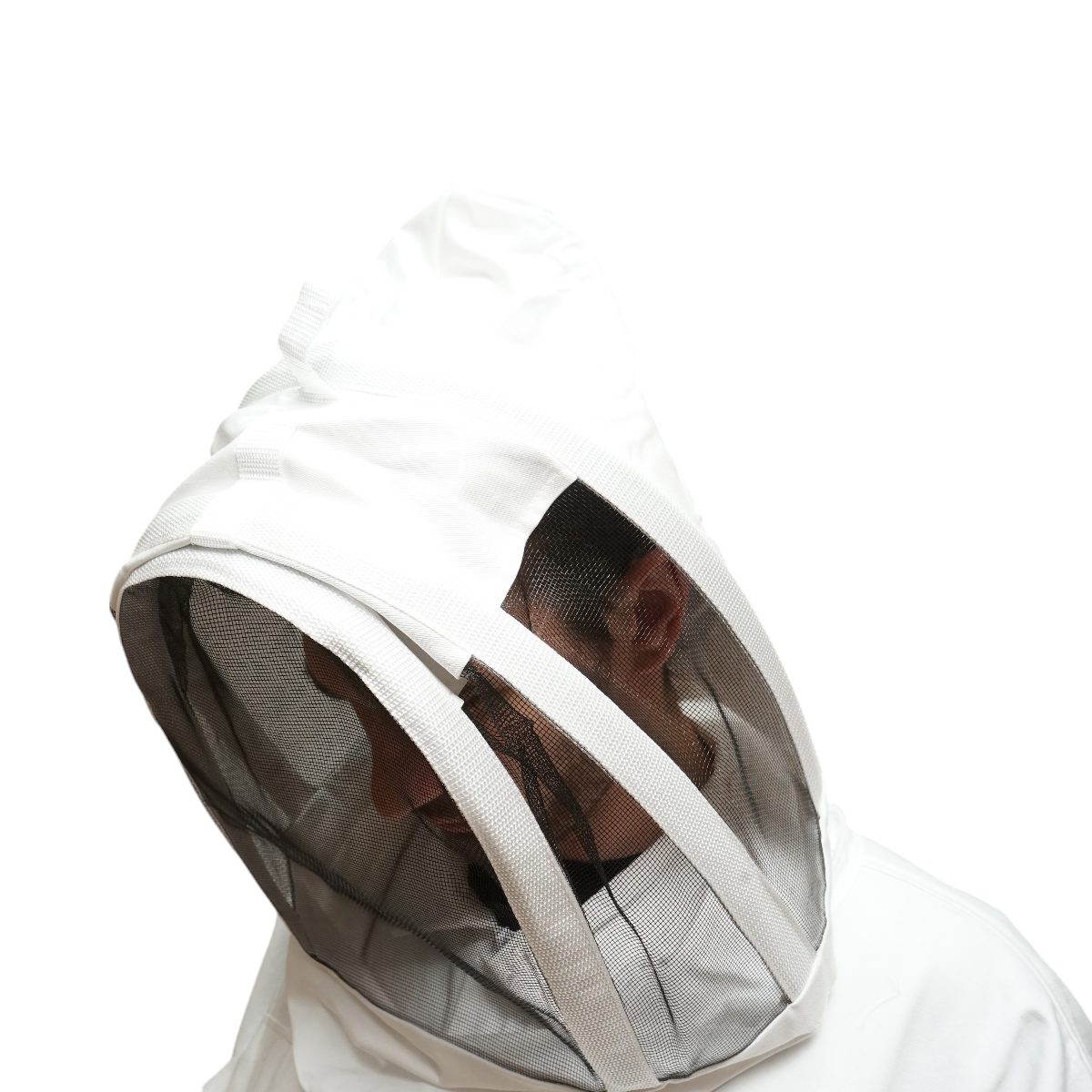 Bluza apicola alba cu masca de protectie tip gluga marimea L - imagine 6