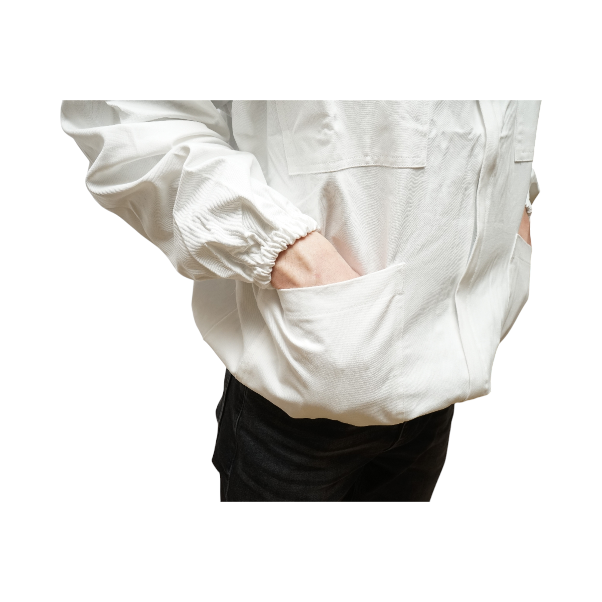 Bluza apicola alba cu masca de protectie tip gluga marimea L - imagine 8