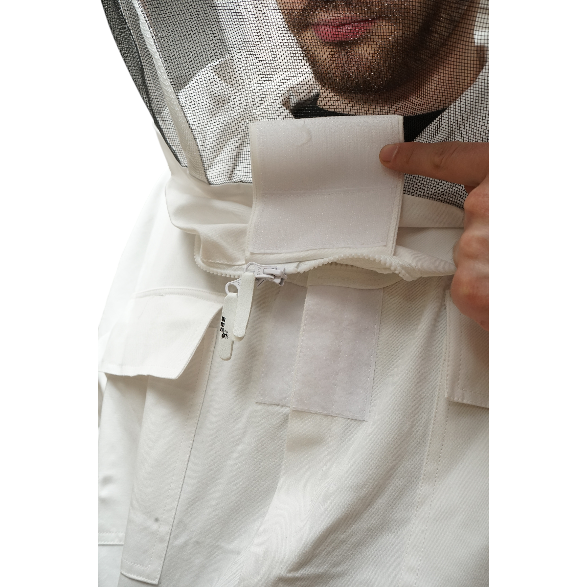 Bluza apicola alba cu masca de protectie tip gluga marimea L - imagine 7