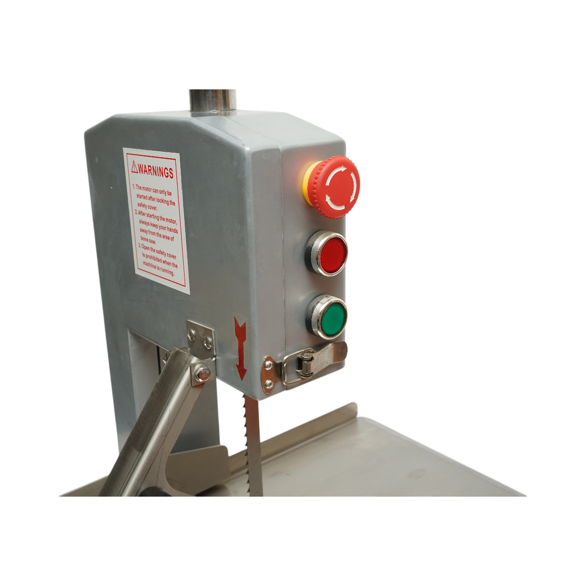 Masina electrica de taiat carne si oase 850W, 220V, viteza taiere 9.5 m/s, lama fierastrau 1200mm - imagine 12