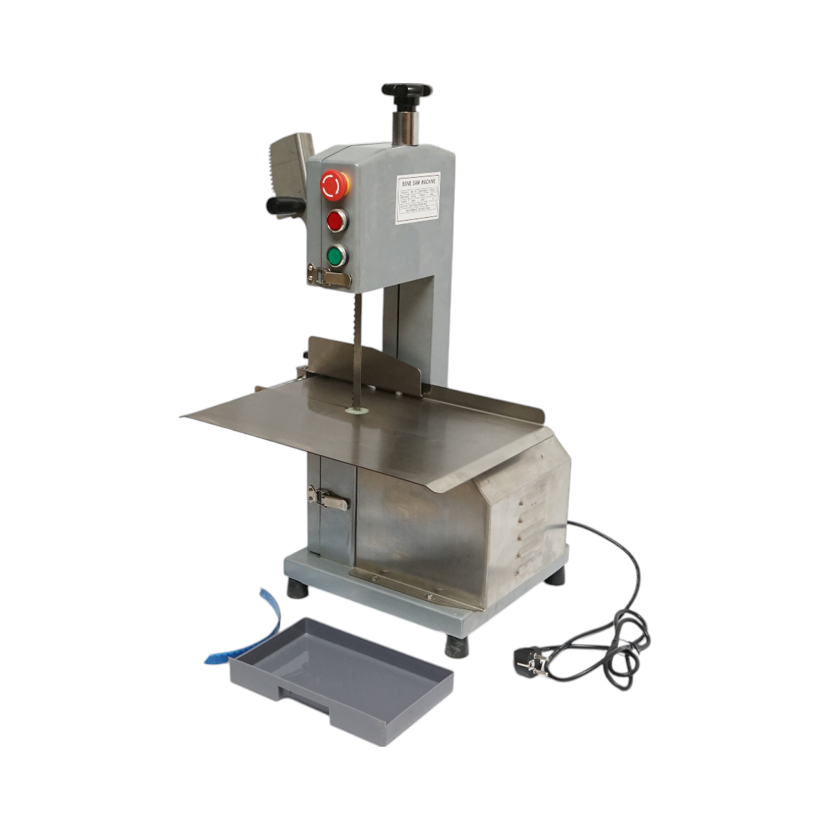 Masina electrica de taiat carne si oase 850W, 220V, viteza taiere 9.5 m/s, lama fierastrau 1200mm