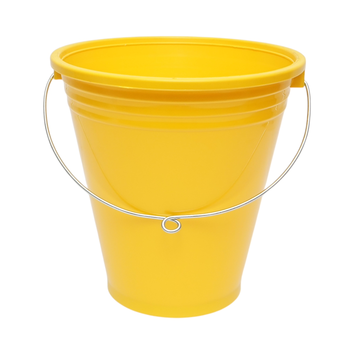 Galeata plastic hranire animale 10L galbena cu maner metalic