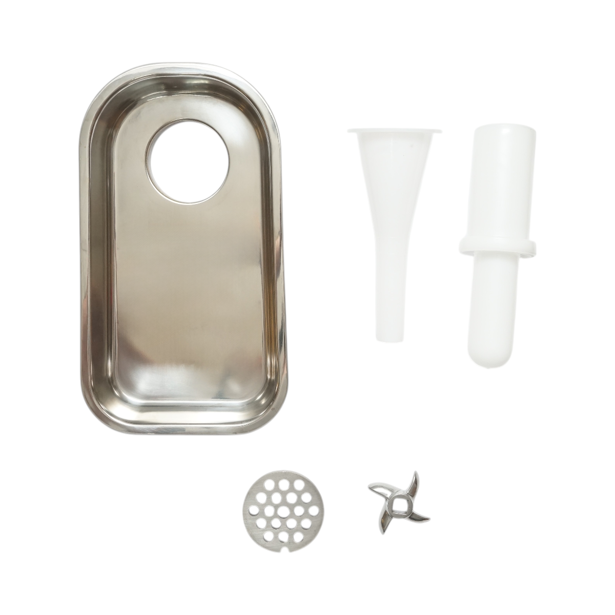 Masina de tocat carne electrica inox 600W, 220V, capacitate 100 kg/h, adaptor carnati, 2 site si 2 cutite incluse 340x185x365mm - imagine 10