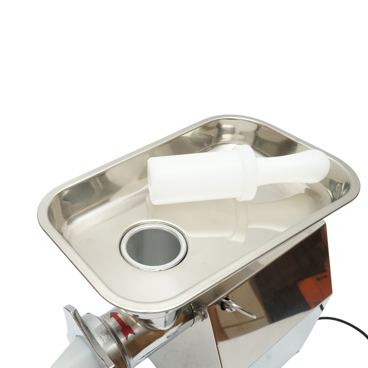 Masina de tocat carne electrica inox 850W, 220V, capacitate 150 kg/h, adaptor carnati, 2 site si 2 cutite incluse 380x210x415mm - imagine 8