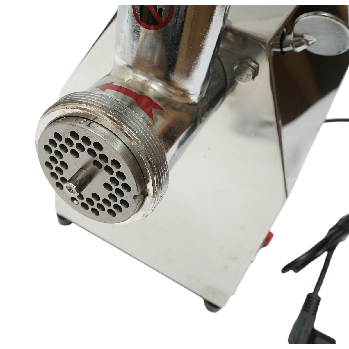 Masina de tocat carne electrica inox 850W, 220V, capacitate 150 kg/h, adaptor carnati, 2 site si 2 cutite incluse 380x210x415mm - imagine 7