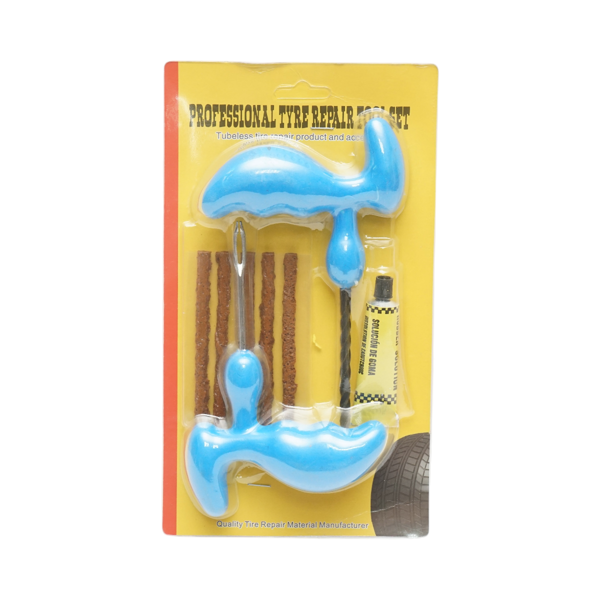 Kit profesional vulcanizare anvelope tubeless la rece cu snur si adeziv