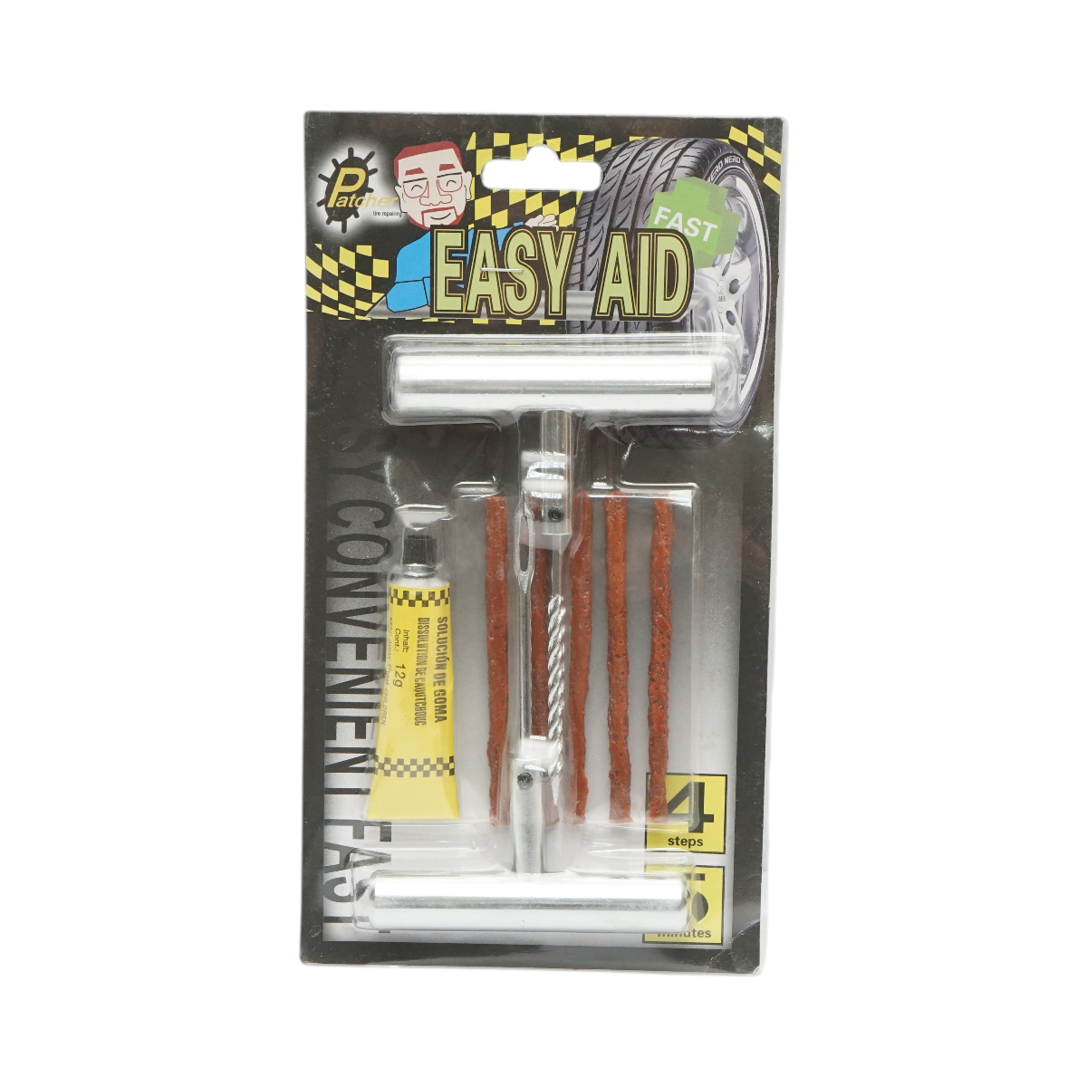 Kit profesional vulcanizare anvelope tubeless la rece cu snur si adeziv