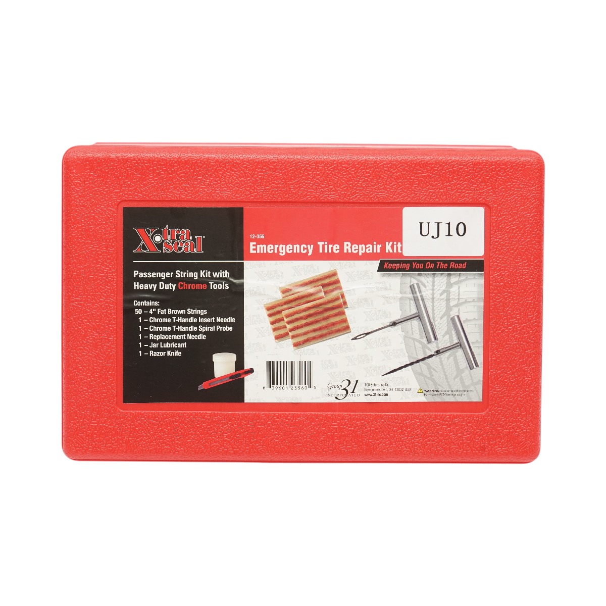 Trusa vulcanizare anvelope tubeless la rece cu snur 100mm, ac insertie, ac spirala, lubrifiant, cutter, chei imbus 57 piese X-TRA SEAL - imagine 2