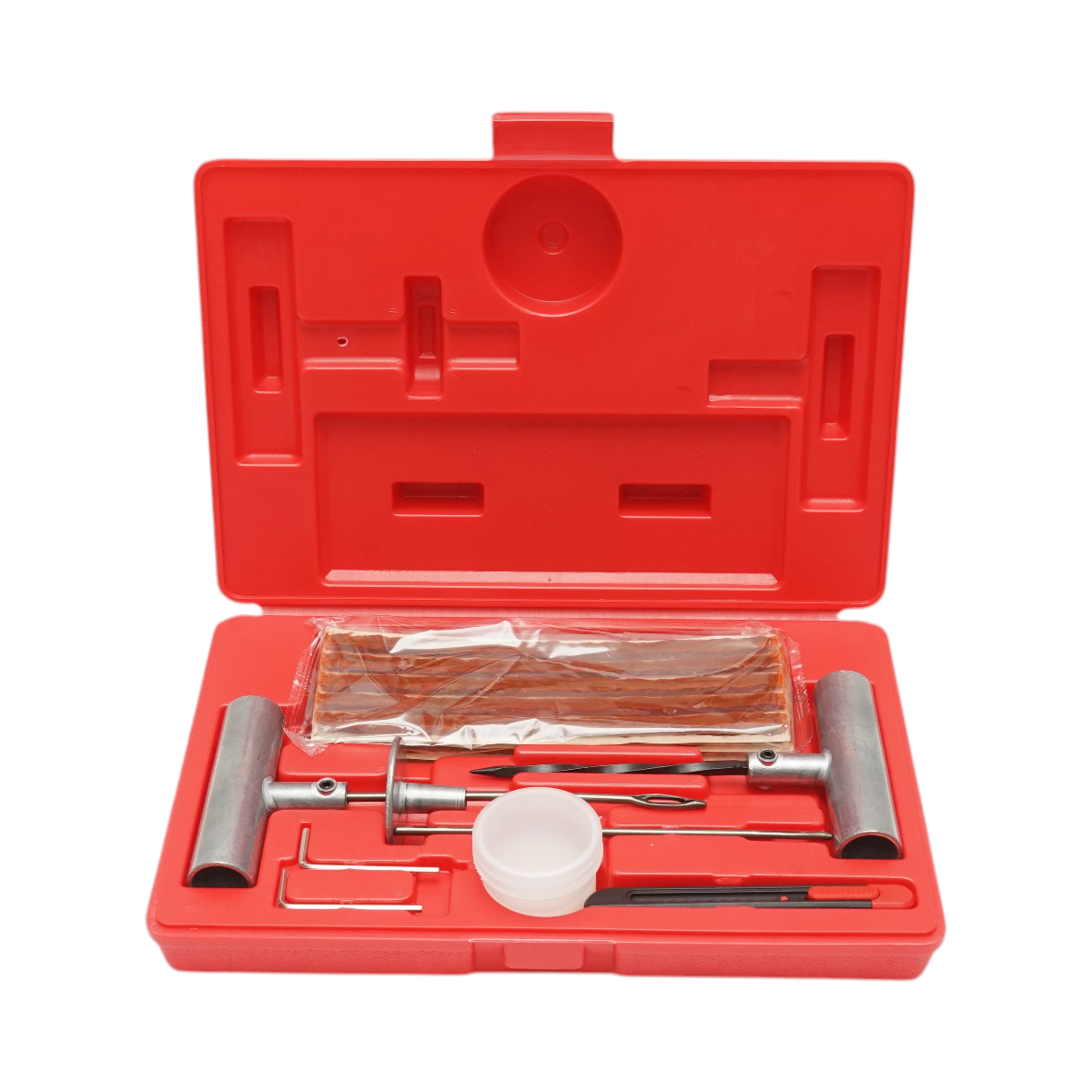 Trusa vulcanizare anvelope tubeless la rece cu snur 200mm, ac insertie, ac spirala, lubrifiant, cutter, chei imbus 32 piese X-TRA SEAL