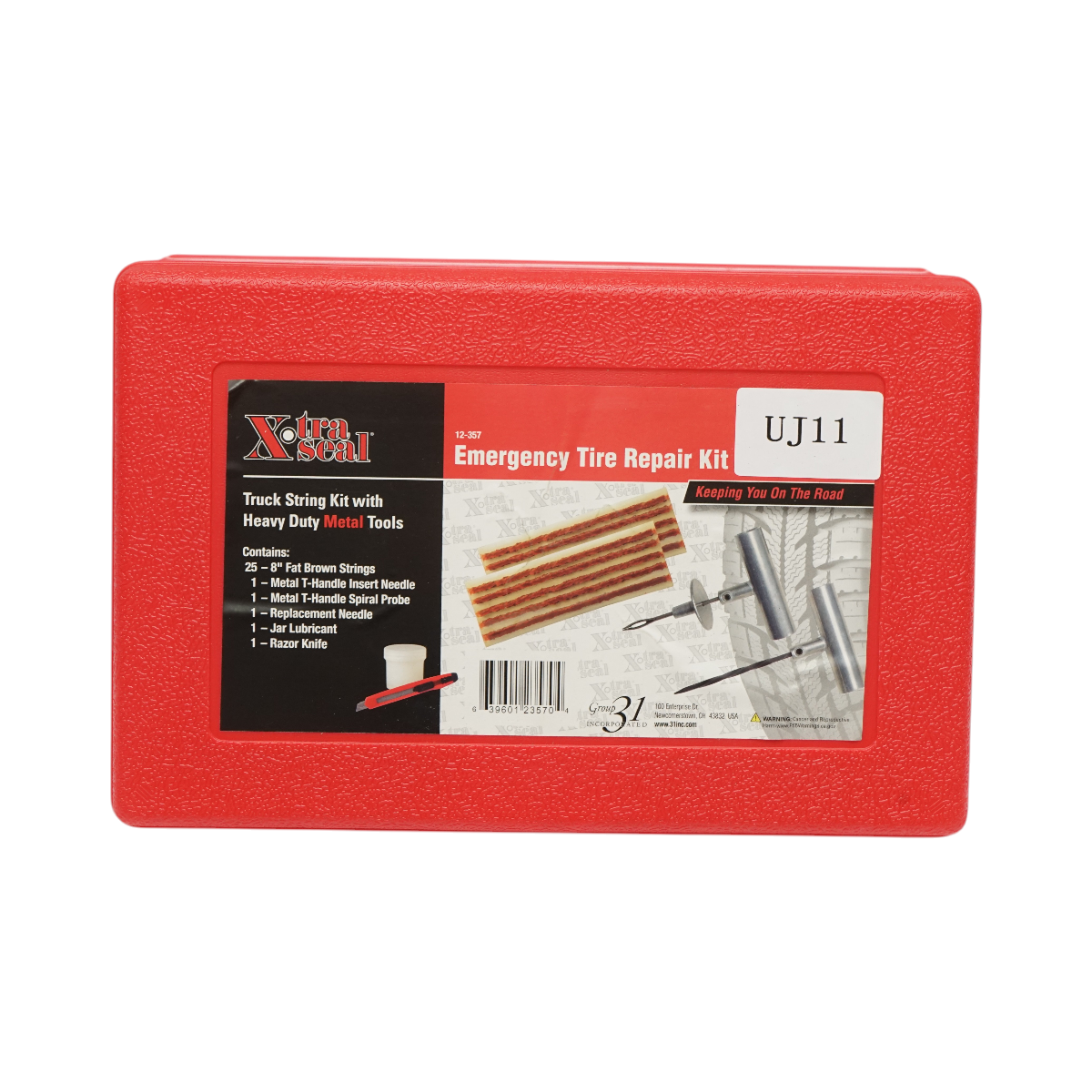 Trusa vulcanizare anvelope tubeless la rece cu snur 200mm, ac insertie, ac spirala, lubrifiant, cutter, chei imbus 32 piese X-TRA SEAL - imagine 2