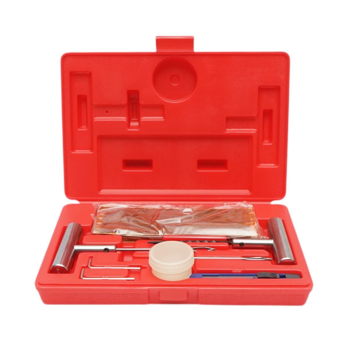 Trusa vulcanizare anvelope tubeless la rece cu snur 200mm, ac insertie, ac spirala, lubrifiant, cutter, chei imbus 32 piese X-TRA SEAL