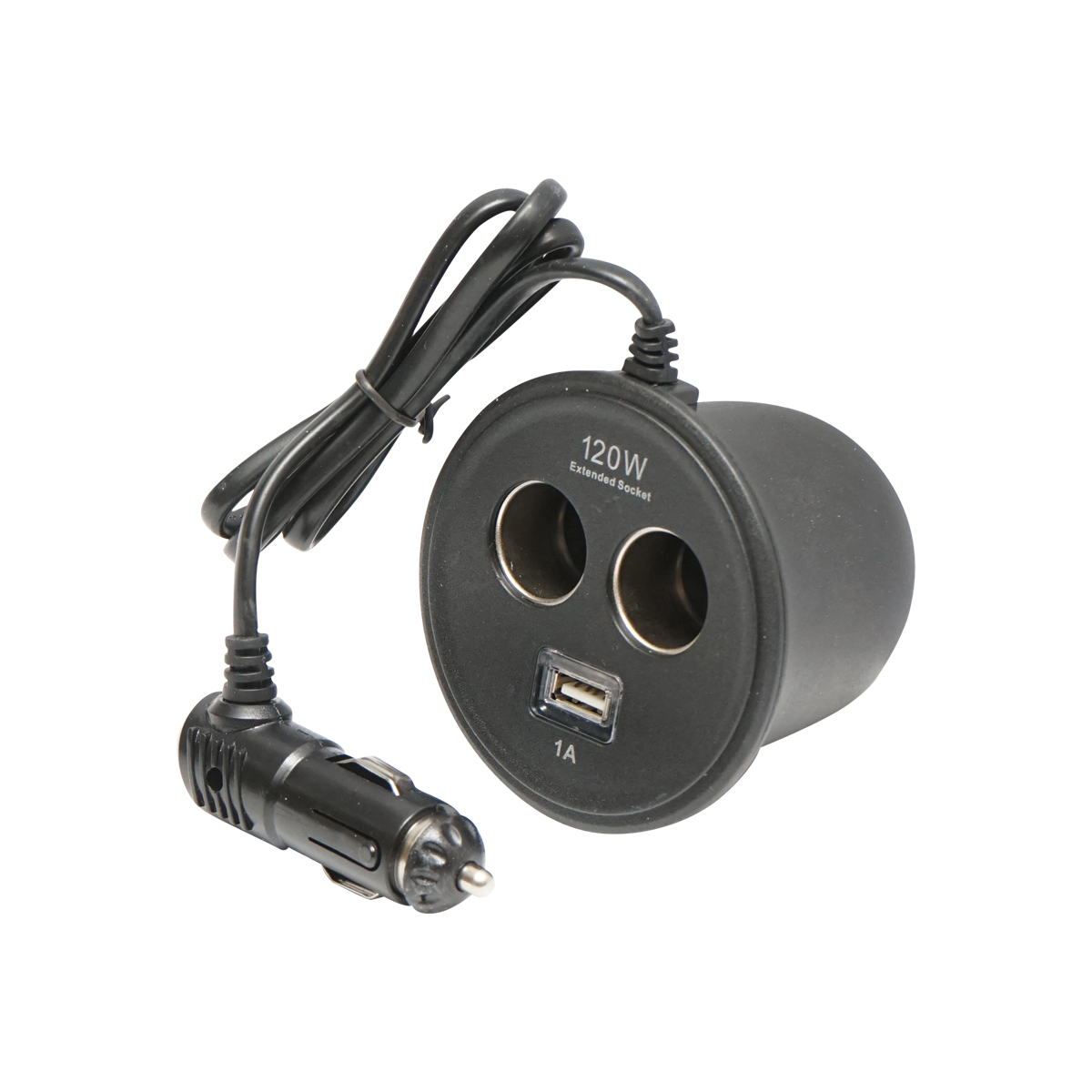 Adaptor triplu bricheta pt suport pahar cu cablu 1m - imagine 2