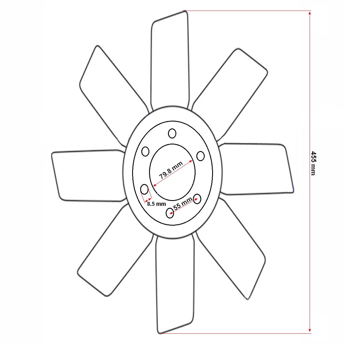 Elice ventilator din plastic cu 8 palete UTB U-650 - imagine 3