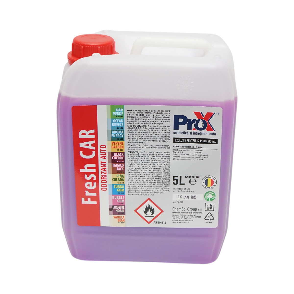 Odorizant auto concentrat Strugure Nobil Fresh Car Pro-X 5L