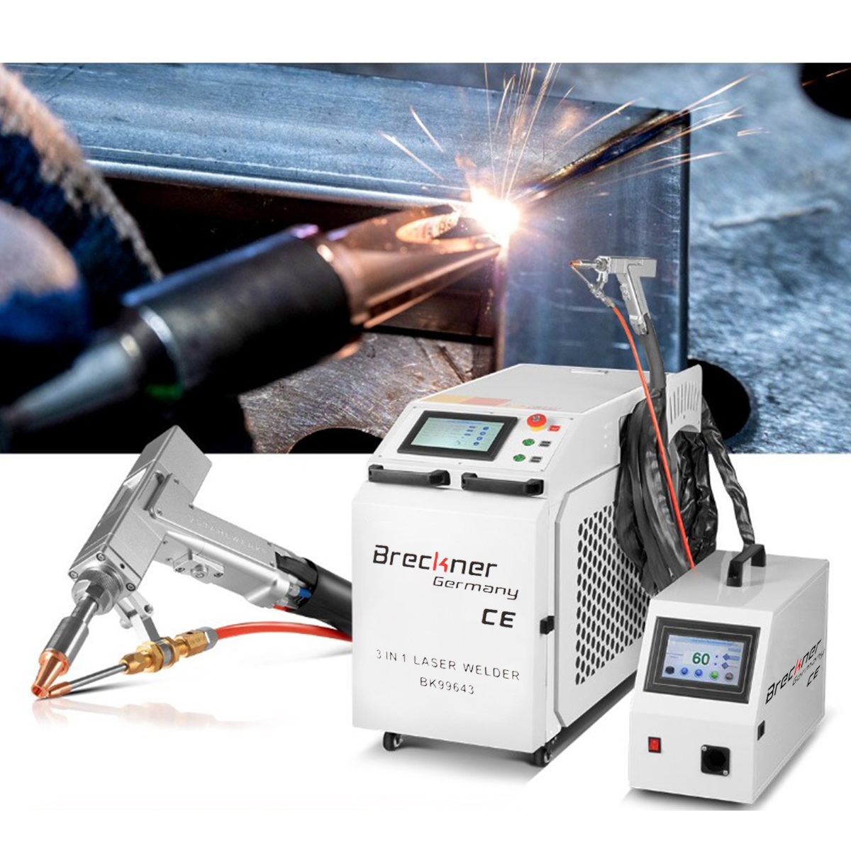 Aparat de sudura cu fibra laser 3 in 1 sudura, taiere, curatare 1500W profesional Breckner Germany - imagine 3