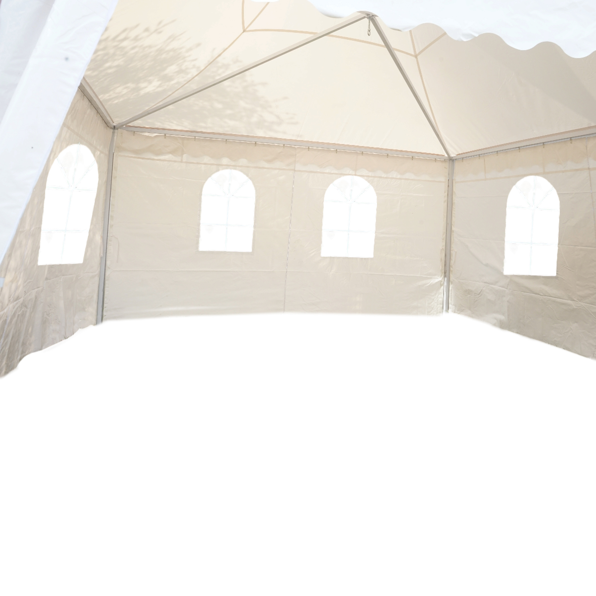 Cort pavilion evenimente tip pagoda 5x5m, alb impermeabil UV, acoperis PVC 750g/m2, cadru otel-aluminiu 48x48x2.5mm - imagine 9