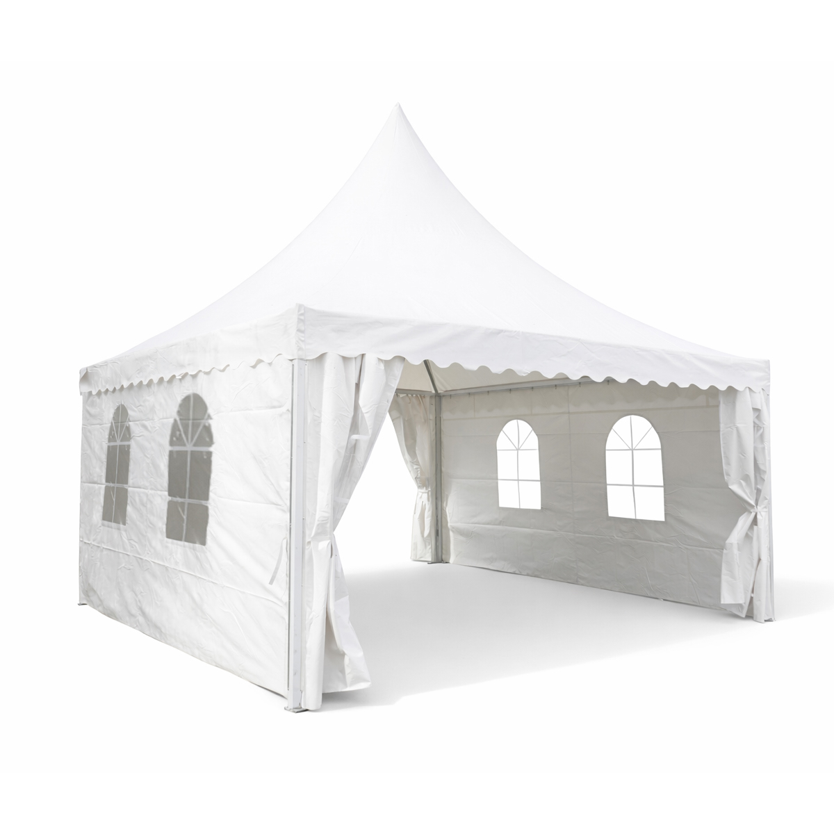 Cort pavilion evenimente tip pagoda 5x5m, alb impermeabil UV, acoperis PVC 750g/m2, cadru otel-aluminiu 48x48x2.5mm - imagine 5