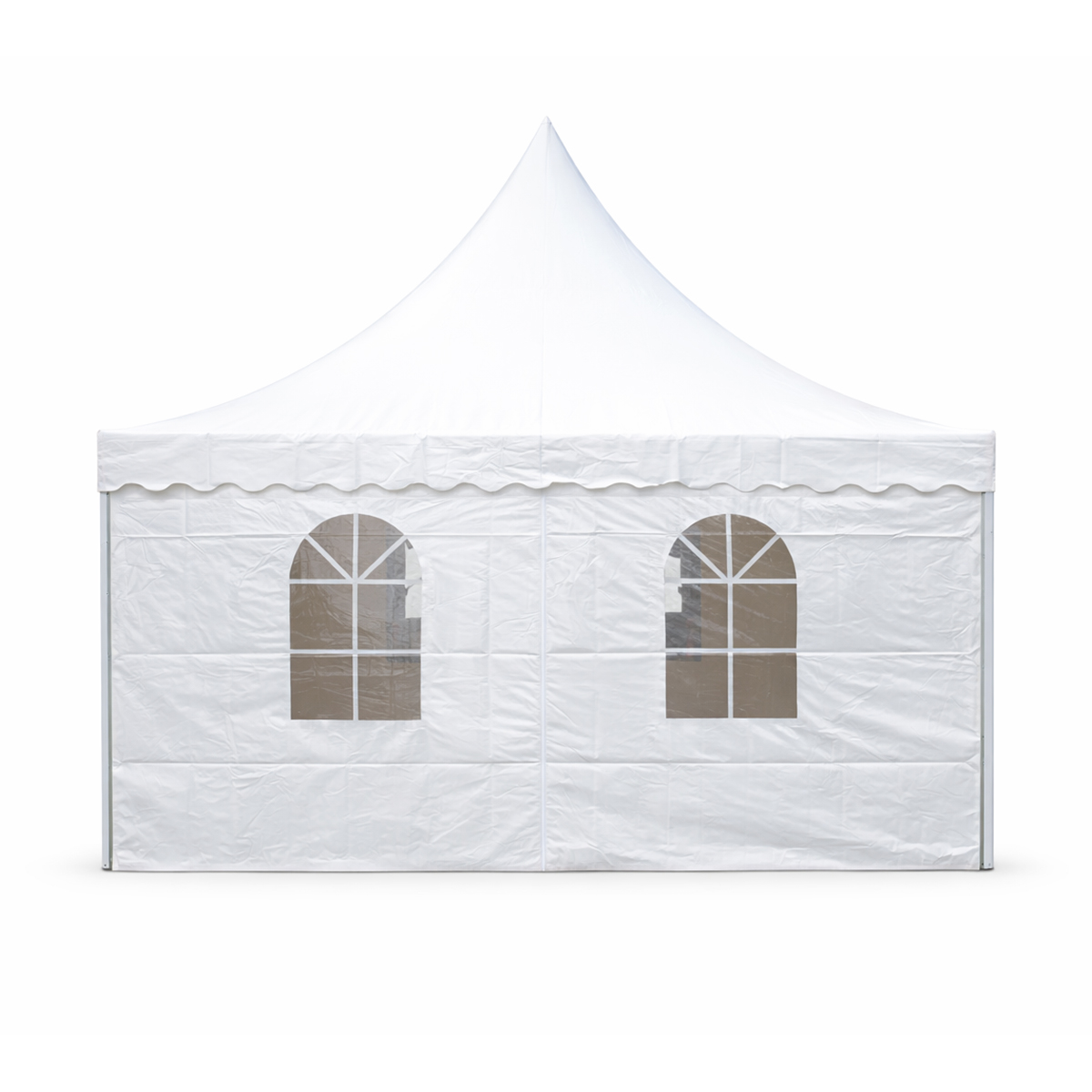 Cort pavilion evenimente tip pagoda 5x5m, alb impermeabil UV, acoperis PVC 750g/m2, cadru otel-aluminiu 48x48x2.5mm - imagine 6