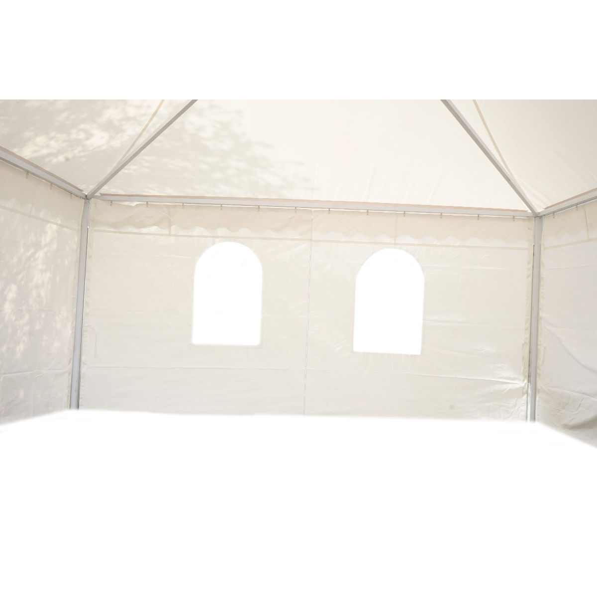 Cort pavilion evenimente tip pagoda 5x5m, alb impermeabil UV, acoperis PVC 750g/m2, cadru otel-aluminiu 48x48x2.5mm - imagine 12