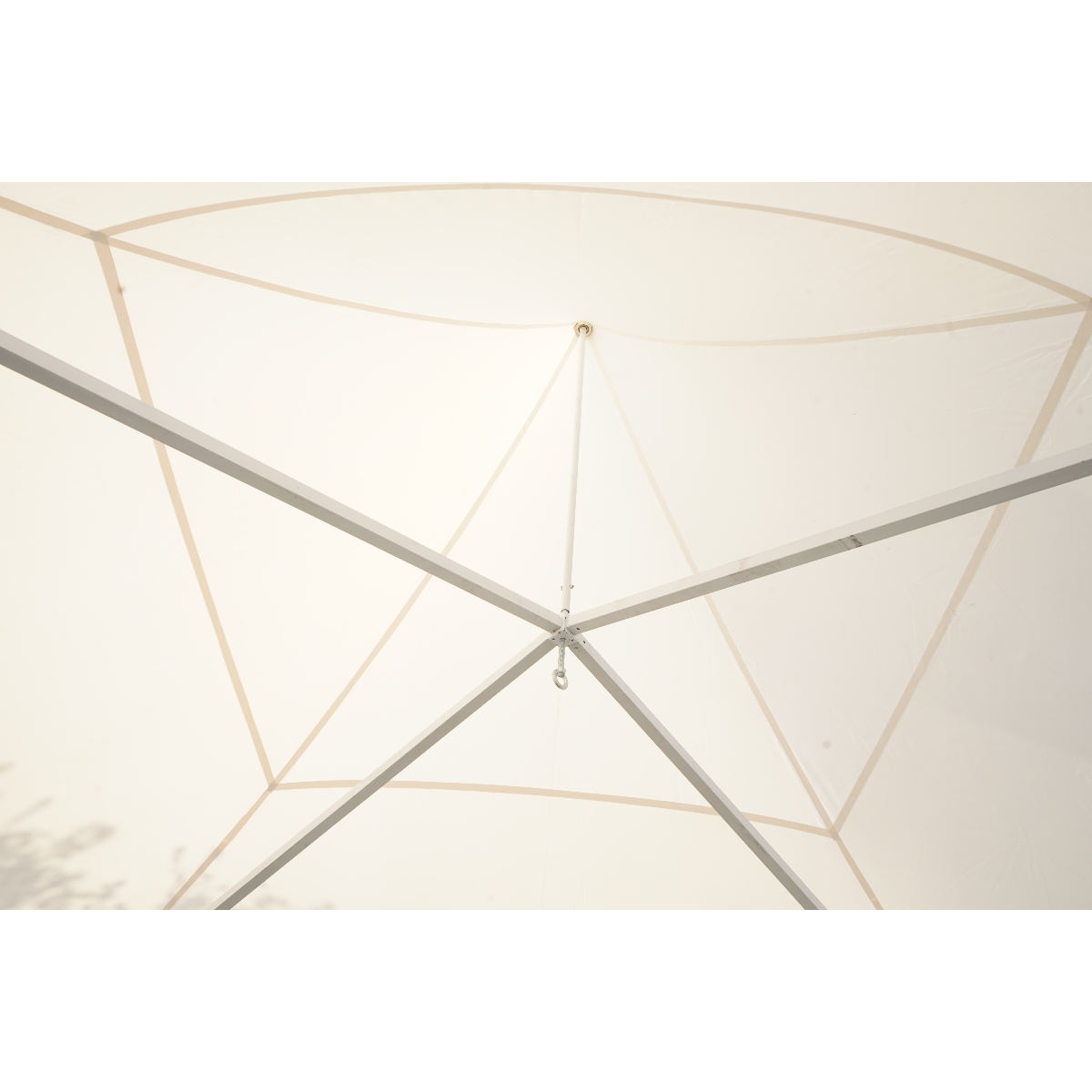 Cort pavilion evenimente tip pagoda 5x5m, alb impermeabil UV, acoperis PVC 750g/m2, cadru otel-aluminiu 48x48x2.5mm - imagine 8