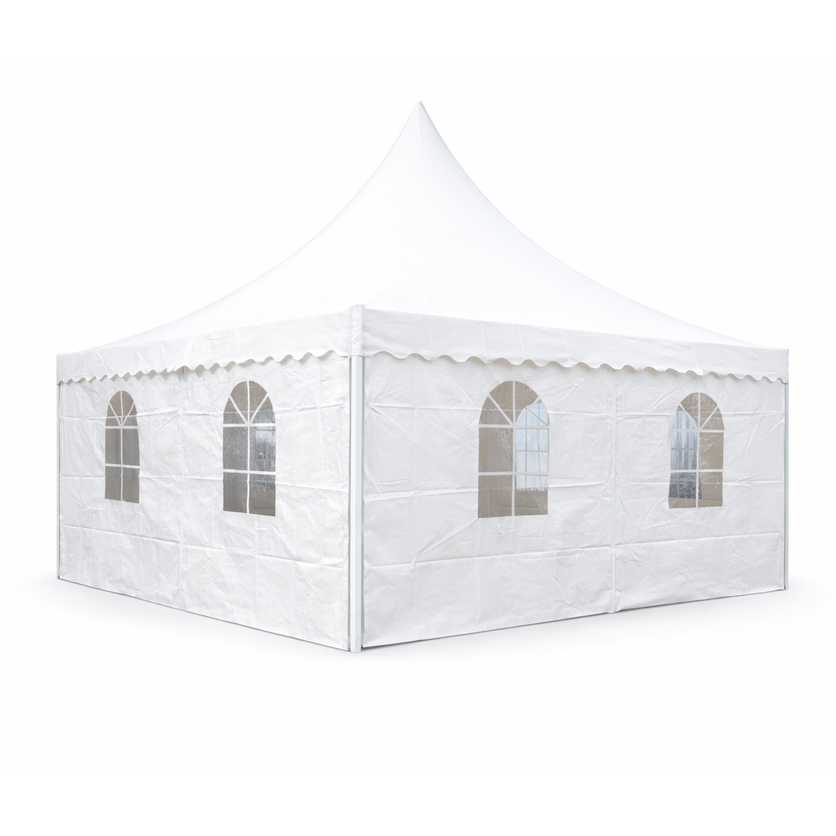 Cort pavilion evenimente tip pagoda 5x5m, alb impermeabil UV, acoperis PVC 750g/m2, cadru otel-aluminiu 48x48x2.5mm - imagine 2