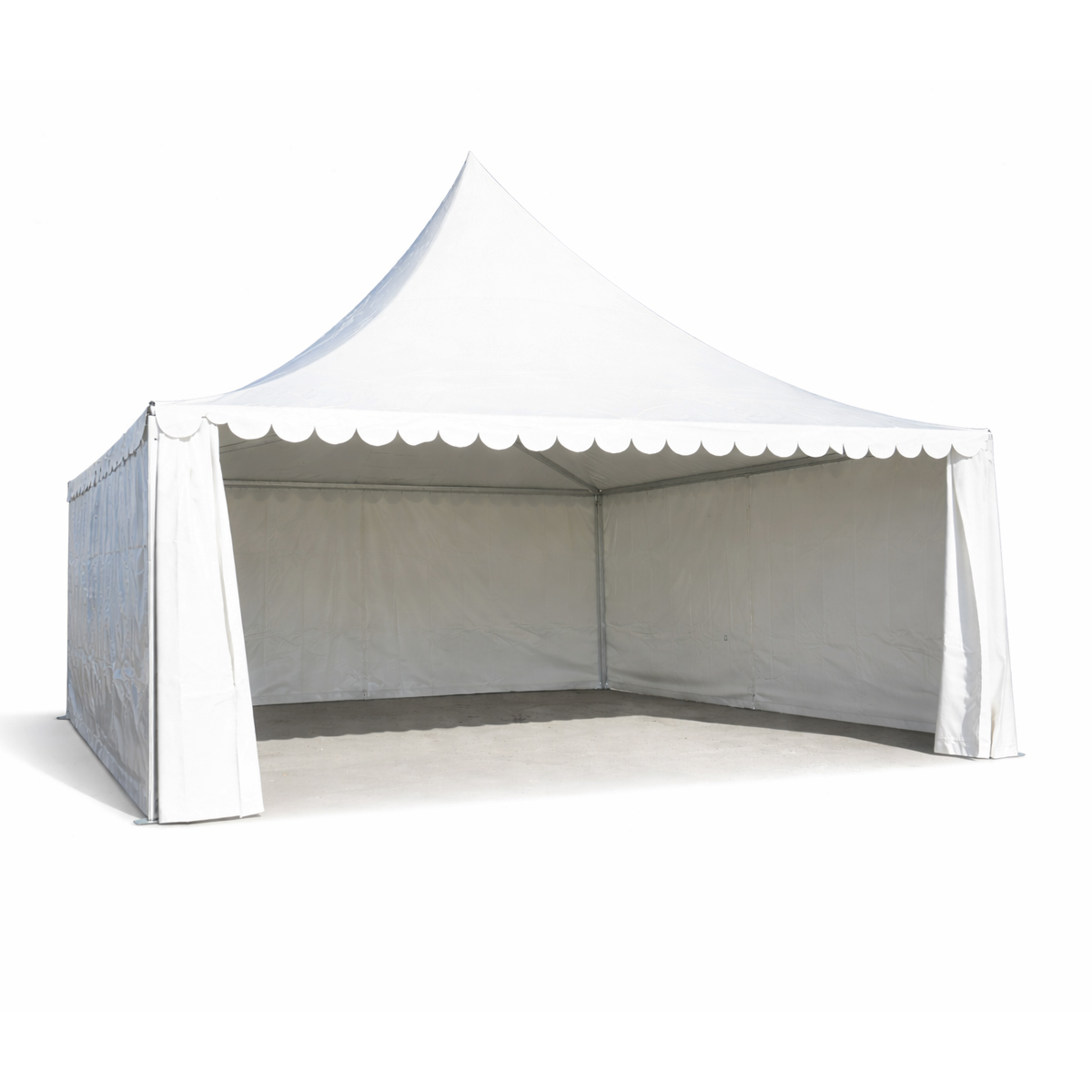 Cort pavilion evenimente tip pagoda 6x6m, alb impermeabil UV, acoperis PVC 950g/m2, cadru aluminiu 64x64x3mm - imagine 4