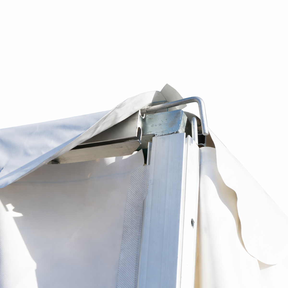 Cort pavilion evenimente tip pagoda 6x6m, alb impermeabil UV, acoperis PVC 950g/m2, cadru aluminiu 64x64x3mm - imagine 13