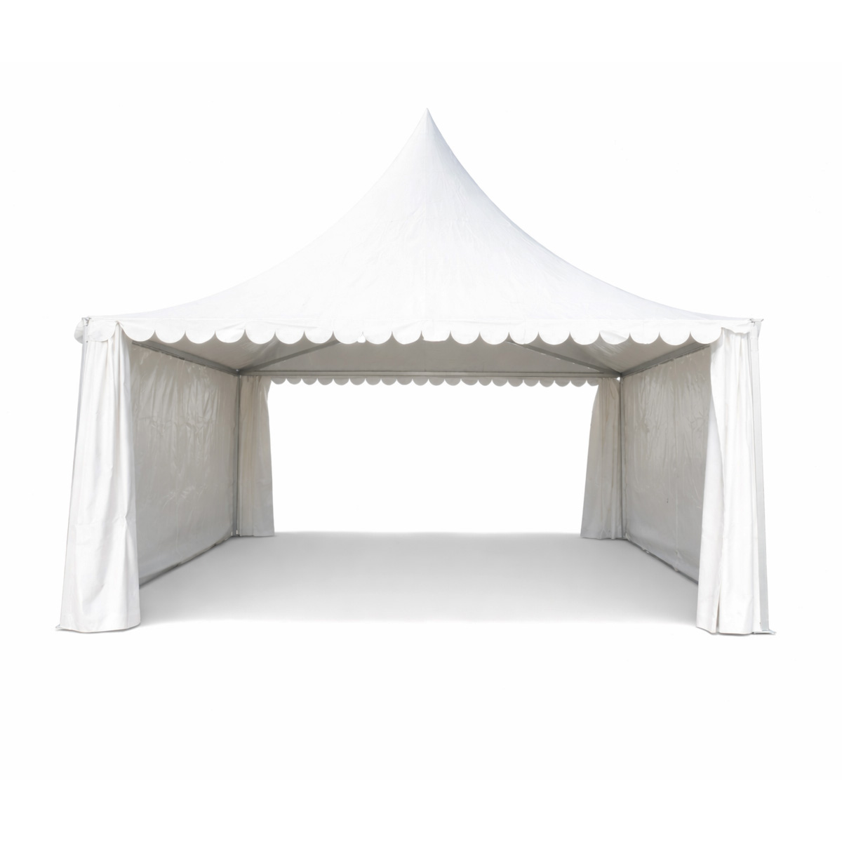 Cort pavilion evenimente tip pagoda 6x6m, alb impermeabil UV, acoperis PVC 950g/m2, cadru aluminiu 64x64x3mm - imagine 2