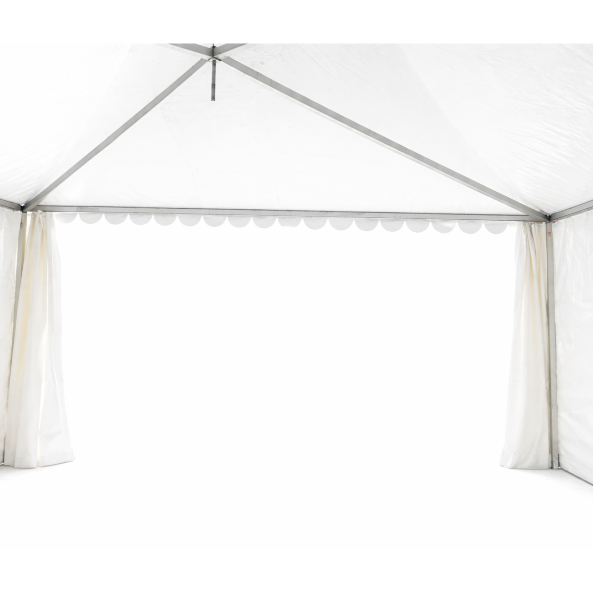 Cort pavilion evenimente tip pagoda 6x6m, alb impermeabil UV, acoperis PVC 950g/m2, cadru aluminiu 64x64x3mm - imagine 9