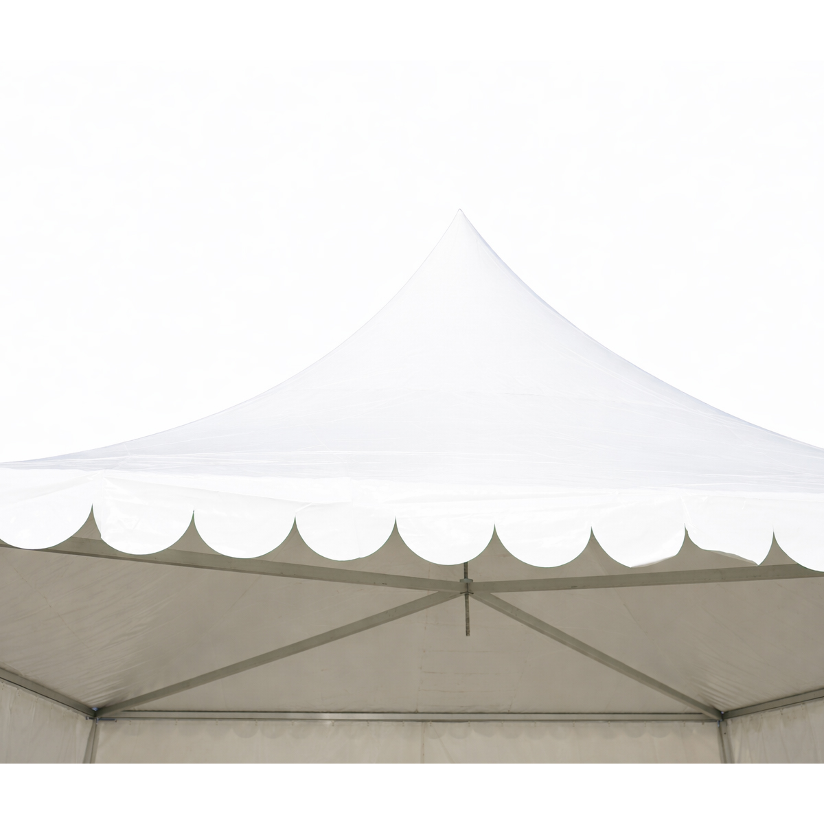 Cort pavilion evenimente tip pagoda 6x6m, alb impermeabil UV, acoperis PVC 950g/m2, cadru aluminiu 64x64x3mm - imagine 7