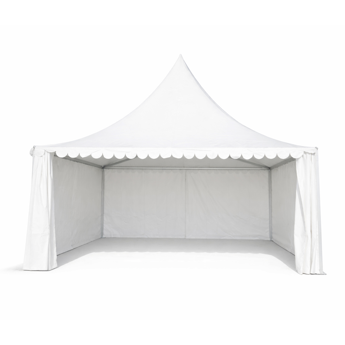 Cort pavilion evenimente tip pagoda 6x6m, alb impermeabil UV, acoperis PVC 950g/m2, cadru aluminiu 64x64x3mm - imagine 3