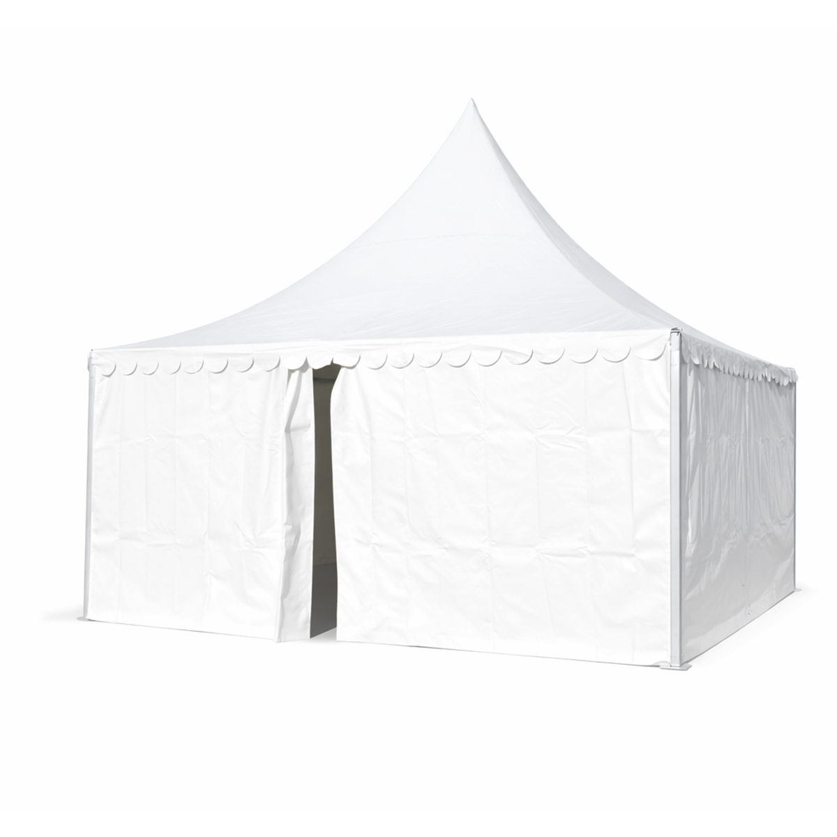 Cort pavilion evenimente tip pagoda 6x6m, alb impermeabil UV, acoperis PVC 950g/m2, cadru aluminiu 64x64x3mm - imagine 5