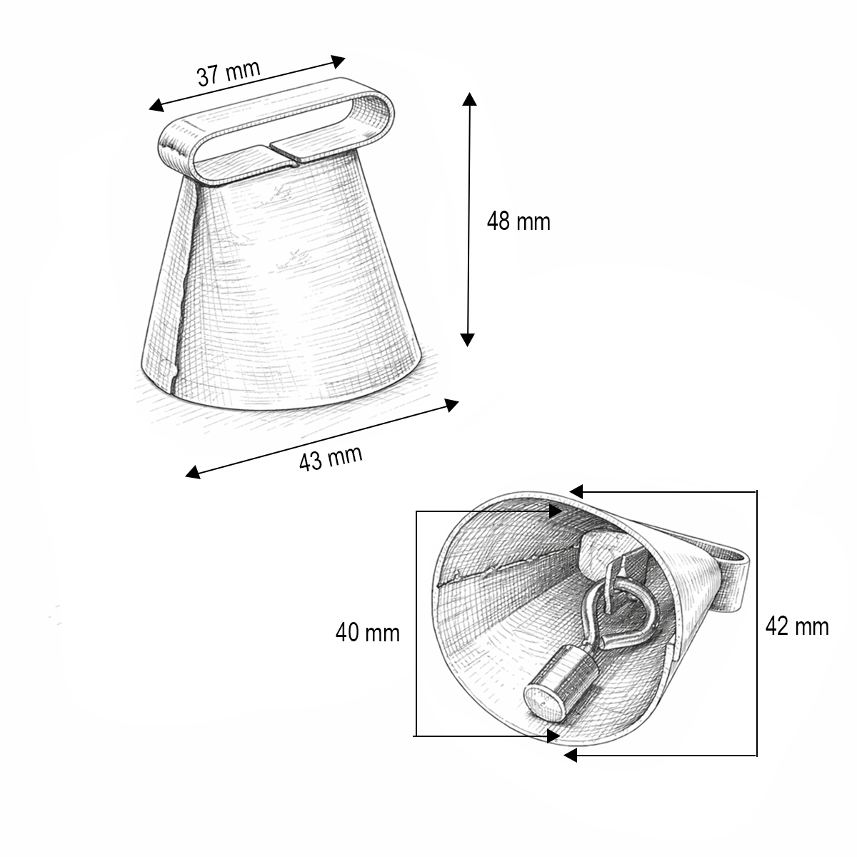 Clopot ovine si bovine 4cm auriu tip talanga - imagine 3