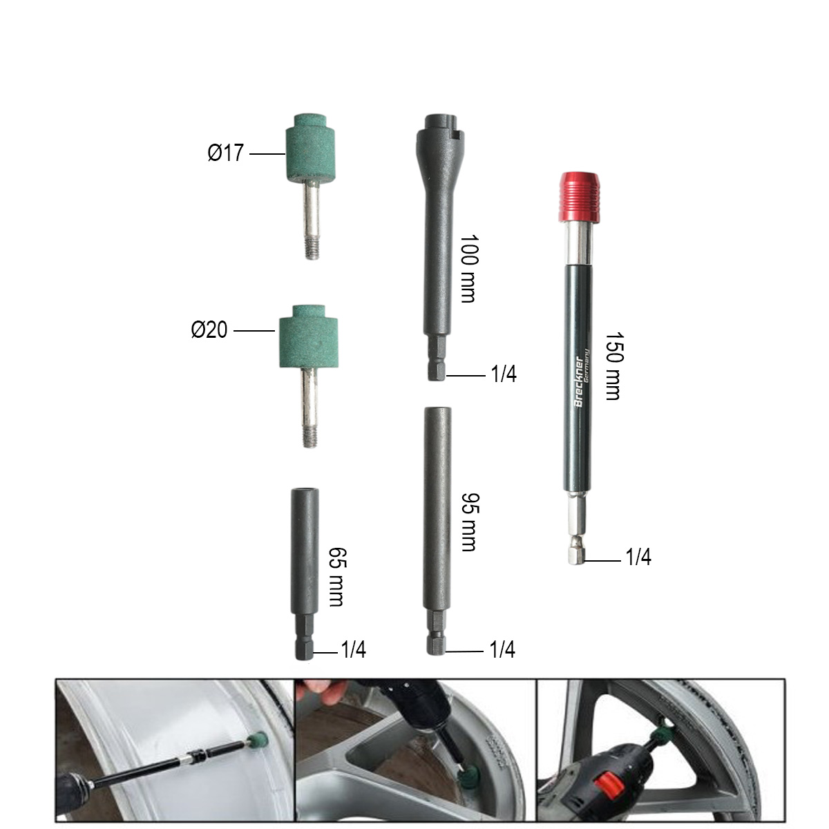 Trusa freza curatare locas valva janta auto tubeless 6 piese Breckner Germany - imagine 3