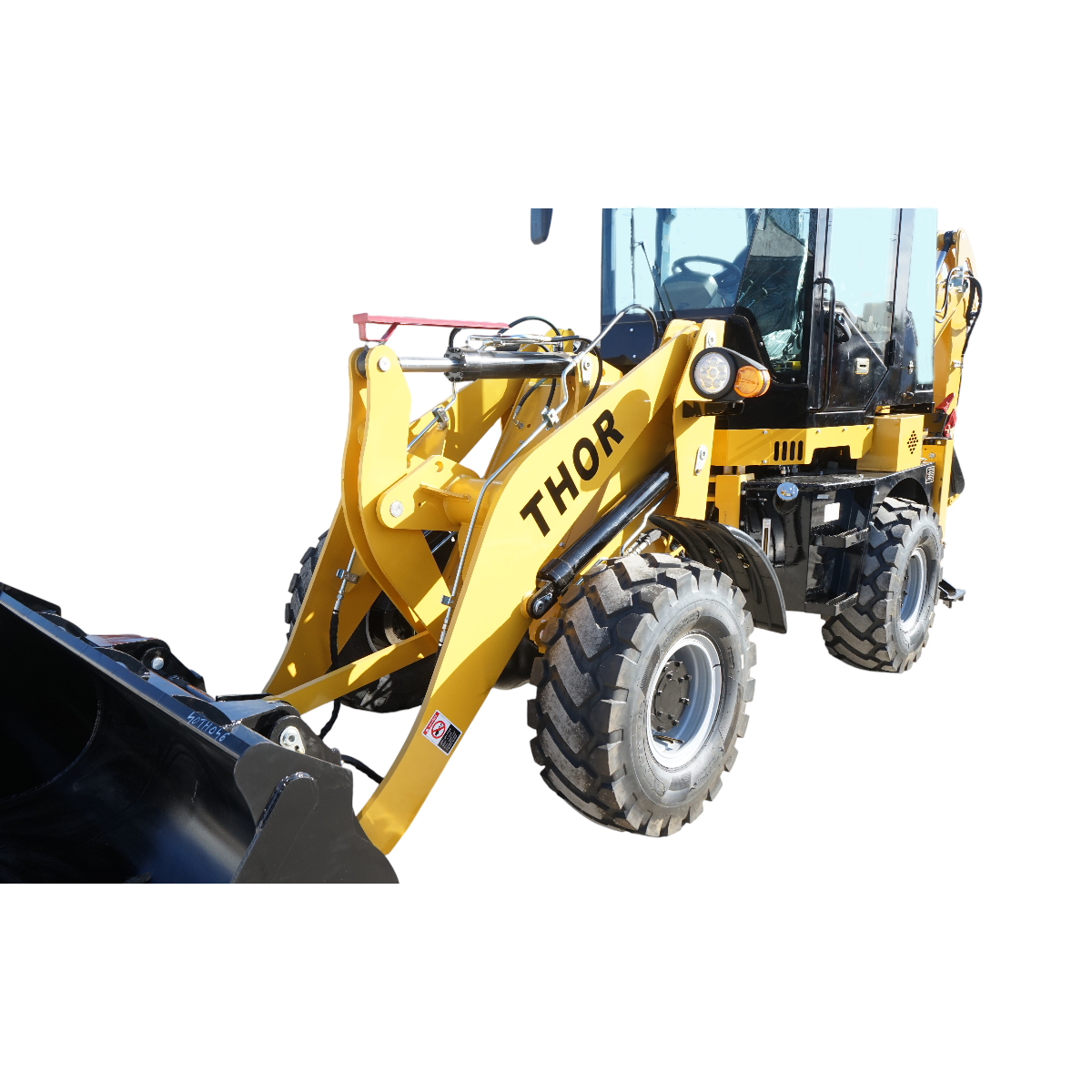 Buldoexcavator articulat compact 1.8T, motor diesel 50CP Euro 3 cu brat excavator, cupa frontala, furci paleti, picon hidraulic THOR - imagine 9