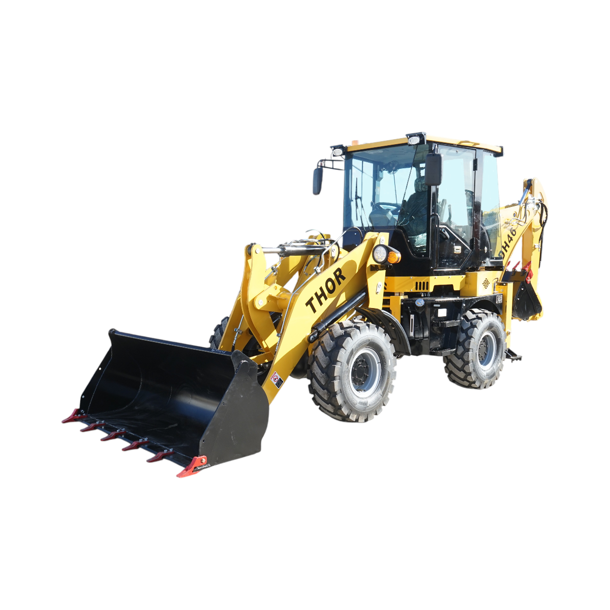 Buldoexcavator articulat compact 1.8T, motor diesel 50CP Euro 3 cu brat excavator, cupa frontala, furci paleti, picon hidraulic THOR - imagine 2