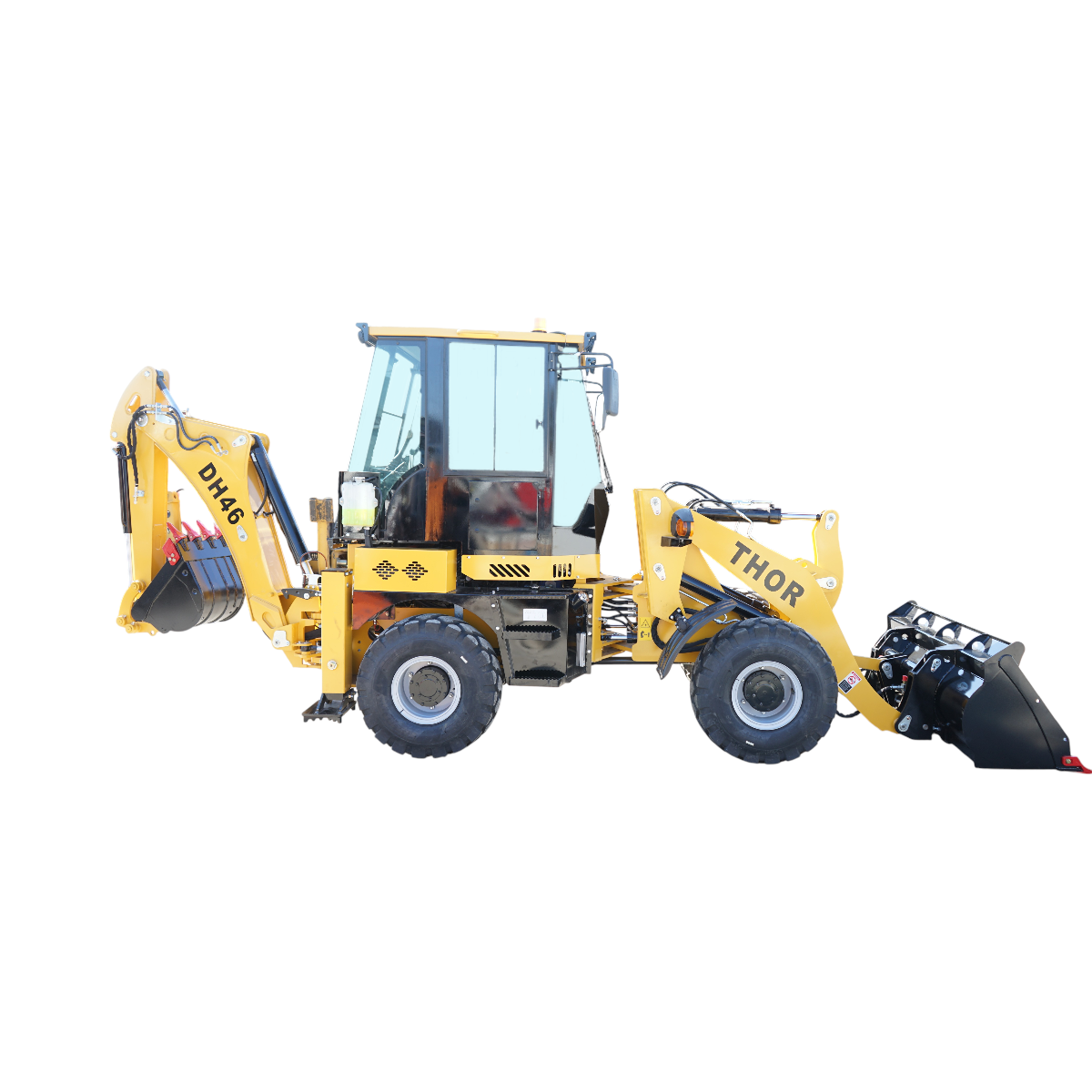 Buldoexcavator articulat compact 1.8T, motor diesel 50CP Euro 3 cu brat excavator, cupa frontala, furci paleti, picon hidraulic THOR - imagine 5